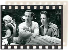 Producer Clive Barker and Director Bill Condon confront a temporarily empty-headed Ian McKellen on the set.