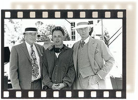 Curtis Harrington (Director of numerous '60s thrillers), Bill Condon, and Ian McKellen on the "Cukor" set.